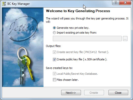 Generate public certificate from private key code